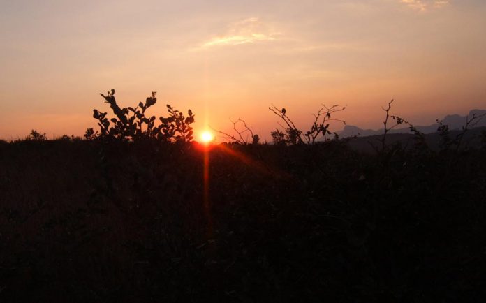 Sun setting in Bulawayo, Zimbabwe